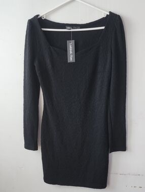 Lookbook Store Black Long-Sleeve Bodycon Dress